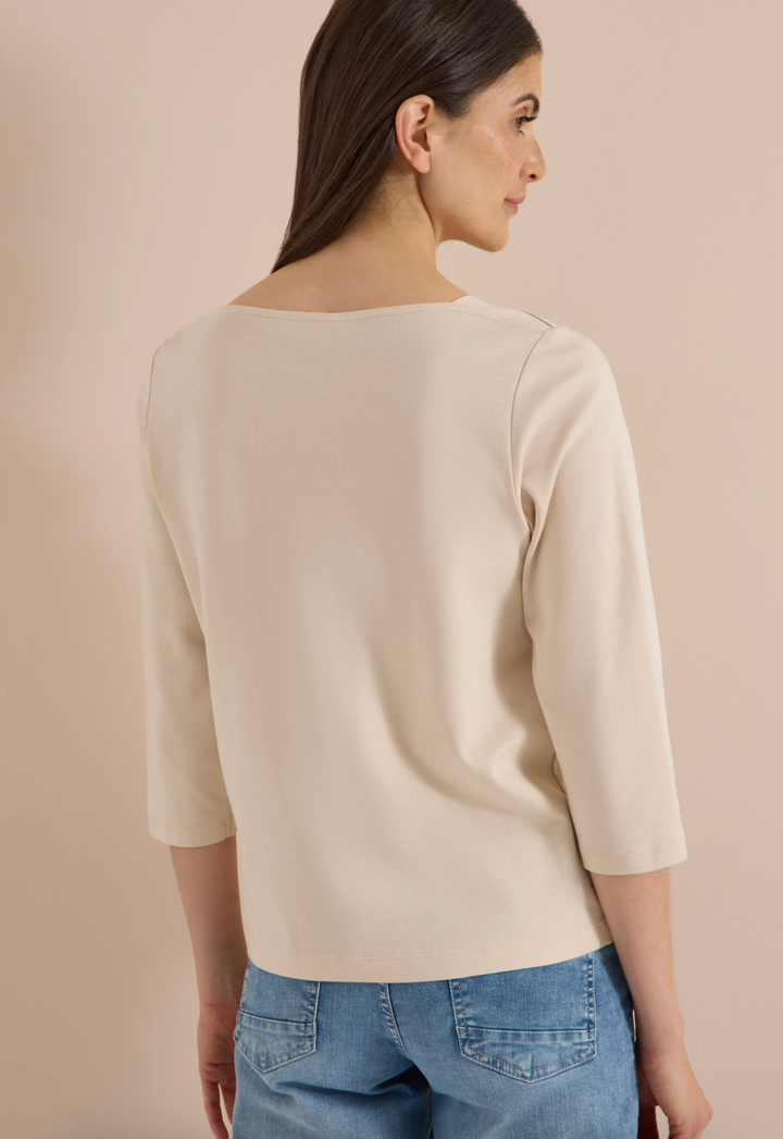 Cecil - Basic genser med båthals - Pearl Beige