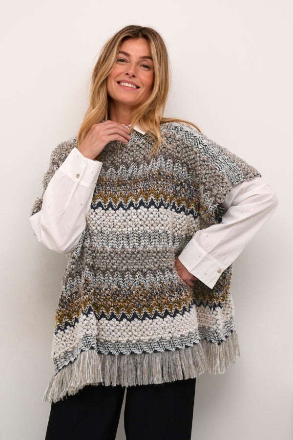 Cream - CRGoldy strikket poncho