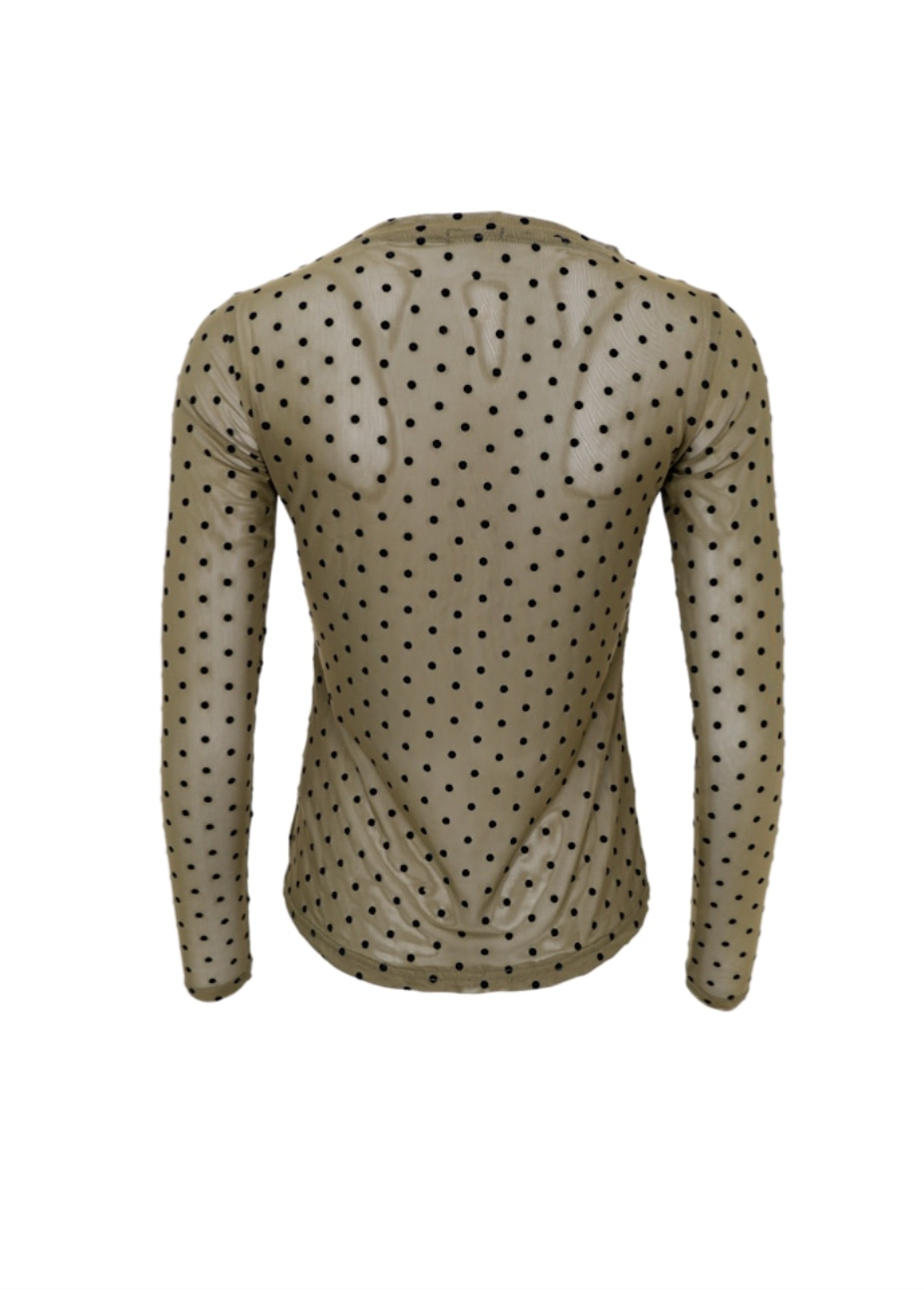 Black Colour - BCJENNIE Prikkete mesh topp - Grønn