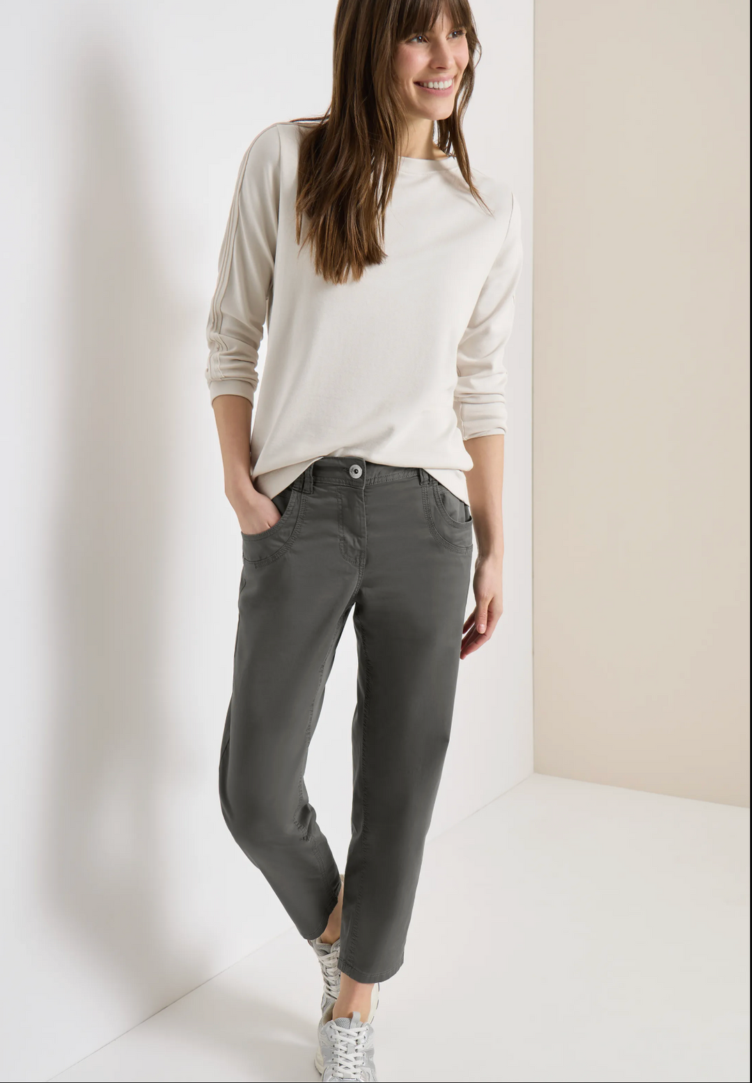 Cecil - Scarlett Bomulls Bukse - Khaki - L:26