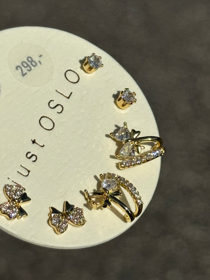 A&C - Nordic Jewellery Design - Gullfargede øredobber - Sløyfer sett av 3