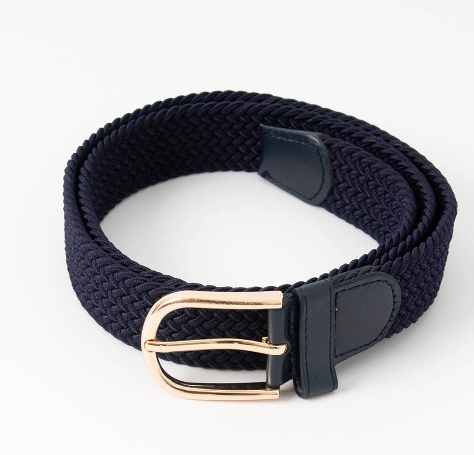 Rosenvinge - BELTE - FLETTET ELASTIKK GULLSPENNE -Navy