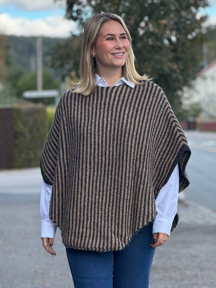 Black Colour - BCPELLA Stripete poncho