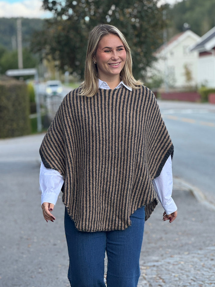 Black Colour - BCPELLA Stripete poncho