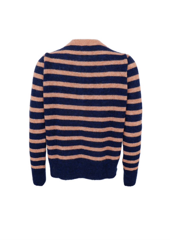 Black Colour - BCdell Stripete UllCardigan - Blå