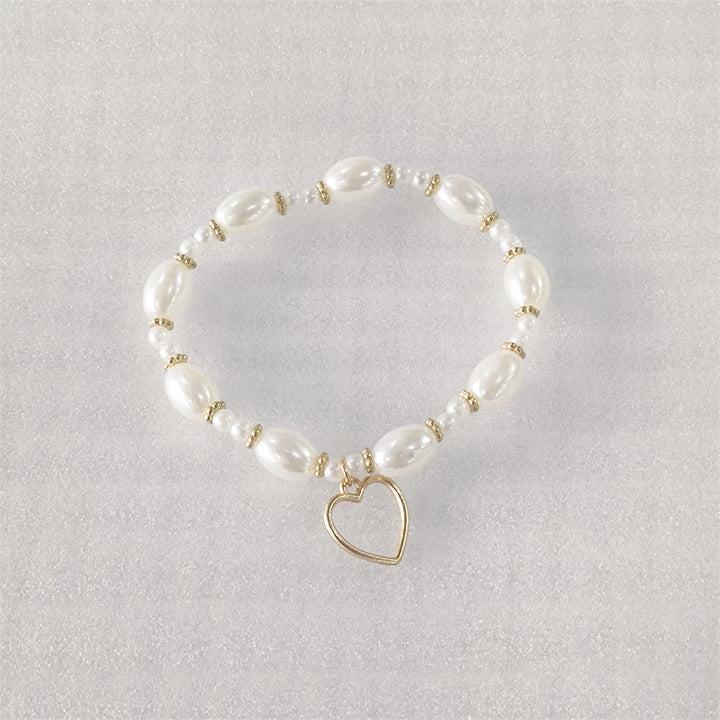 Endless - Armbånd med perler og hjerte anheng
