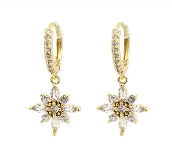 A&C - Nordic Jewellery Design - gullfargede øredobber - hoop blomst