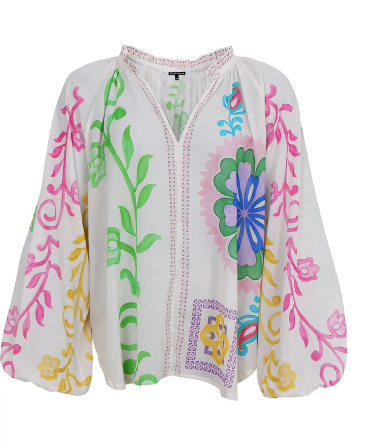 Black Colour - BCSUN Blomstrete bluse - white flower