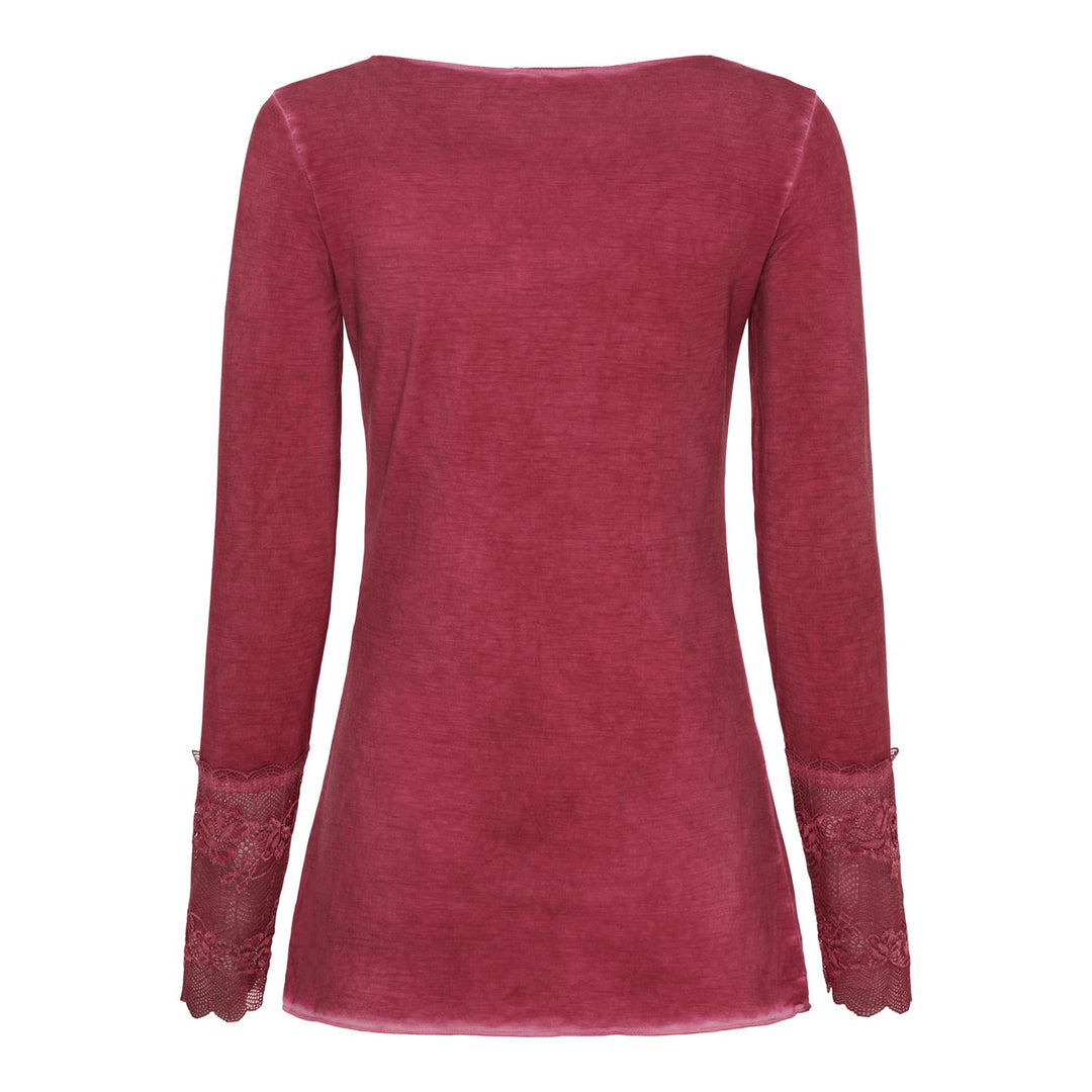 Marta Du Château - Tynn genser med blondeerm - Bordeaux