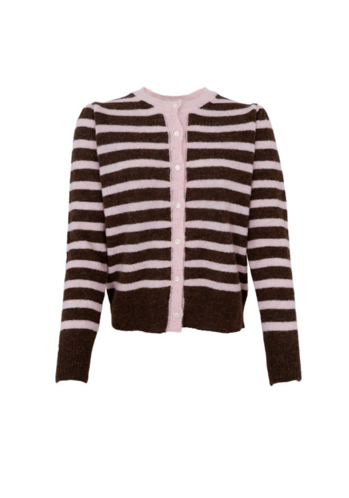 Black Colour - BCdell Stripete UllCardigan - Brun