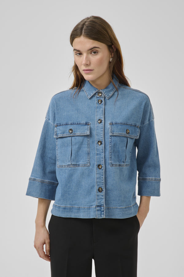 MY ESSENTIAL WARDROBE - LaraMW Short Shirt 115 - Blå