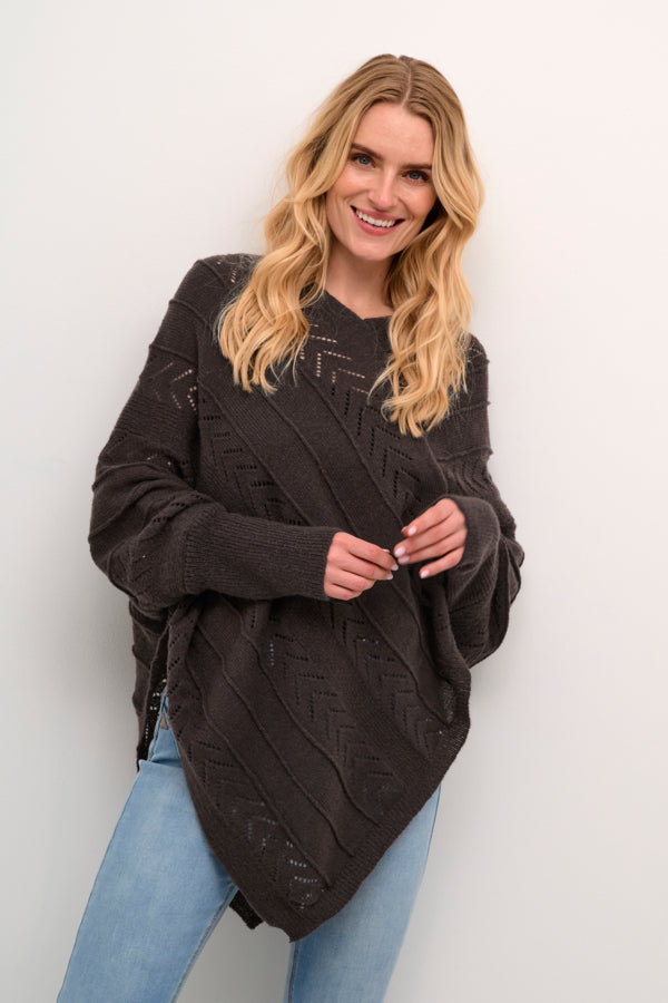 Cream - CRHoliday Strikket Poncho