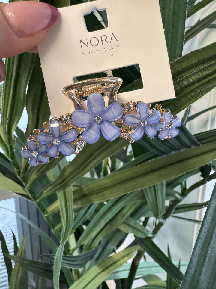 NORA Norway - Hårklype med blomster - Flower blue