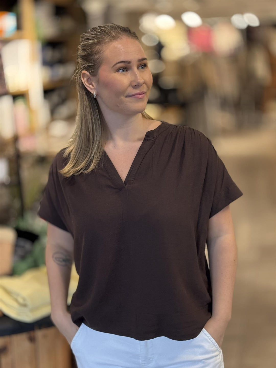 Kaffe Clothing - KAMILIA SL Bluse - Mørk Brun