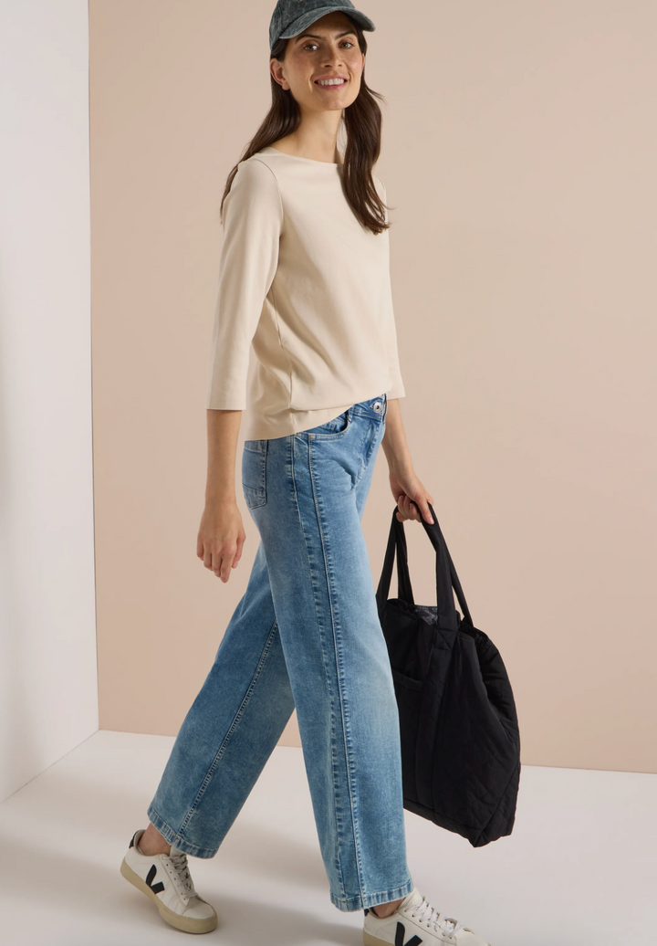 Cecil - Basic genser med båthals - Pearl Beige