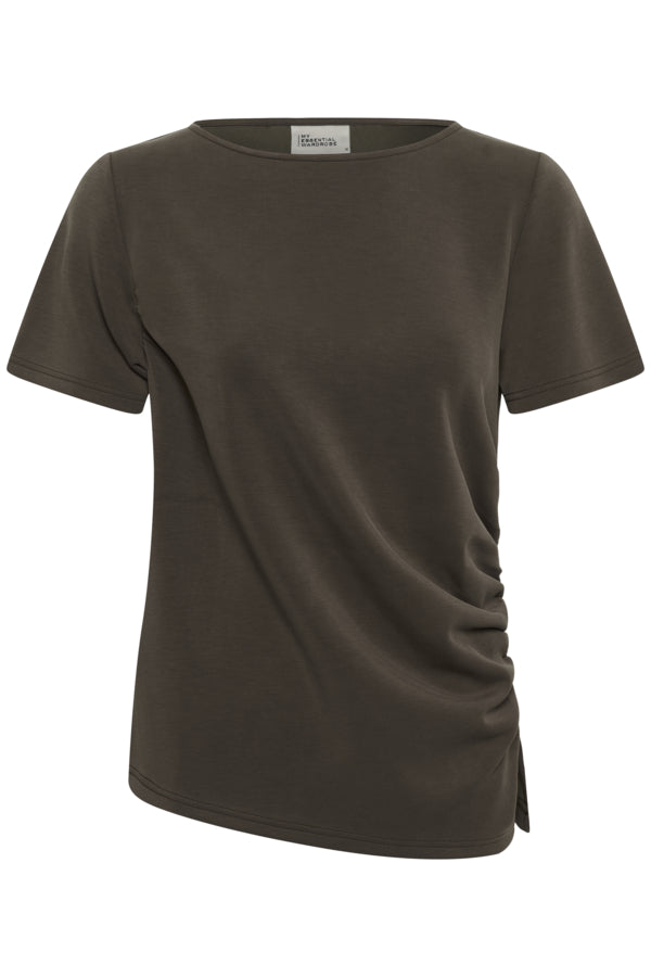 MY ESSENTIAL WARDROBE - MWHelle Asymmetric Tee - Major Brown