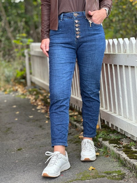 Le Coco - Jeans med hjerteknapper