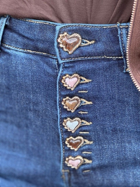Le Coco - Jeans med hjerteknapper